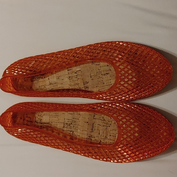 NWOT Nicole Miller NY Reddish/Orange Jelly Flats Women's size 10 Classic 80s - Picture 4 of 5